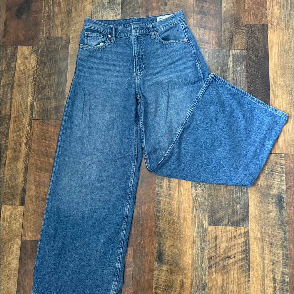 GAP Baggy Mid Rise Ultrasoft Denim Jeans in Classic Blue